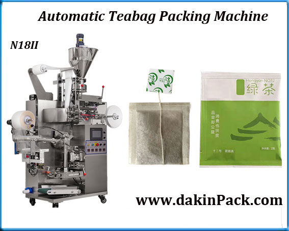 Herbal tea bag packing machine with thread, tag and outer envelope